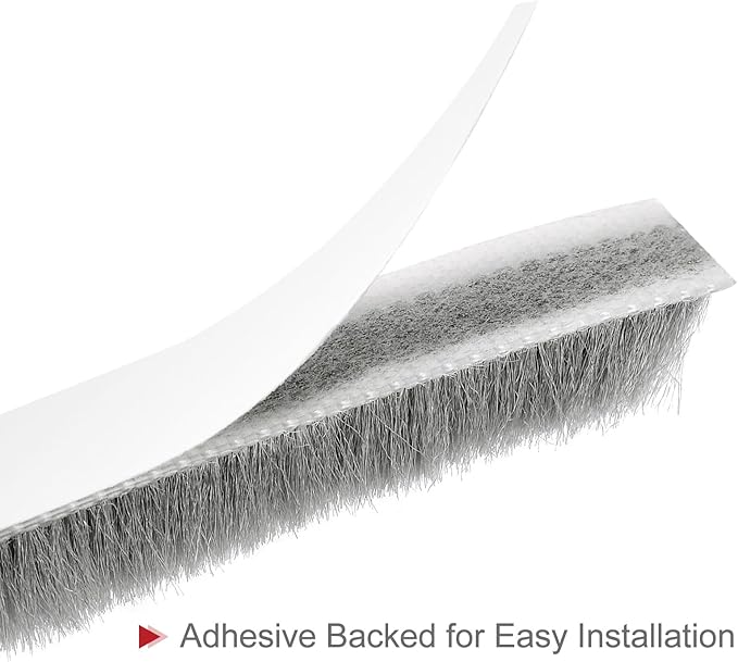 uxcell Weather Stripping Brush, 20ft L x 0.35" W x 0.35" H Self-Adhesive Seal Weatherstrip Sweep Brush Gray for Door Window