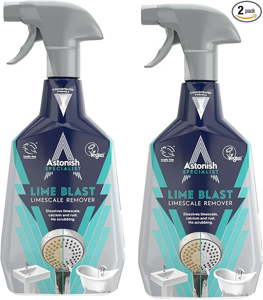 Astonish Specialist Ultimate Limescale Remover Cool Eucalyptus - No Scrub Cleaner Tackles Hard Water, Limescale, Rust & Calcium - Cruelty Free Bathroom & Kitchen Cleaning Solution, 750ml Bottle, 2PK