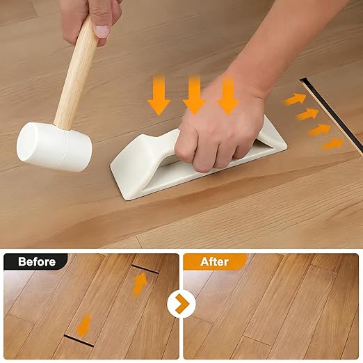 Floor Gap Fixer Tool, Violetfox Heavy-Duty Plank Grabber Laminate Flooring Tools Wood Floor Repair LVP Installation Kit (Gap Fixer + Mallet)
