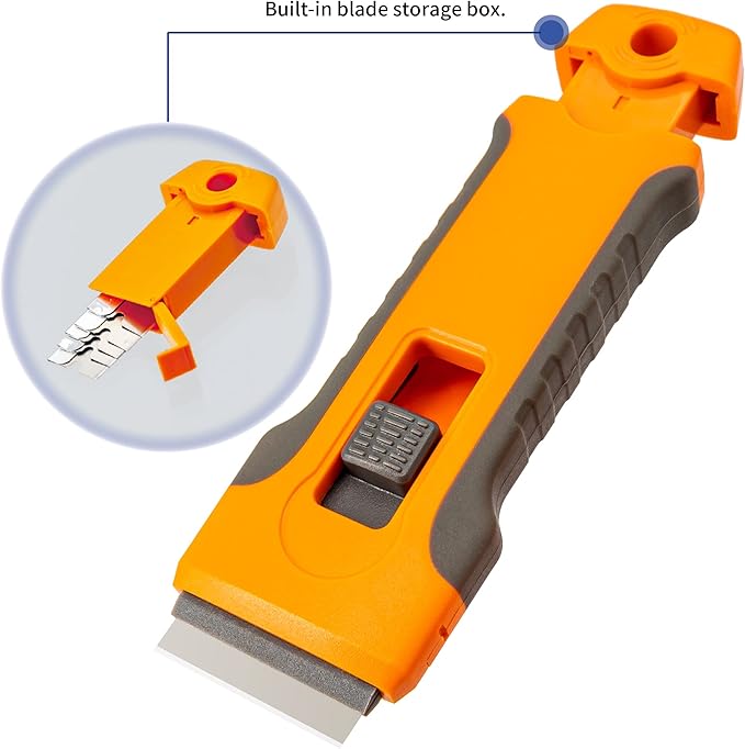 Razor Blade Scraper Tool with 15pcs Extra Blades, Cleaning Razor Scraper for Glass, Glass Top Stove Scraper for Oven Door, Cooktop Scraper, Glass Scraper Cleaning Paint from Glass