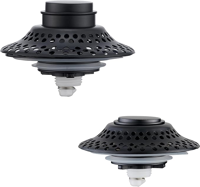 2 Pack Universal Bathtub Drain Stopper with Removable Hair Catcher, 3-in-1 Pop-up Drain Plug Fits 1.38 to 2.1 Inch Holes, Upgrade Shower Drain Cover with Stainless Steel Filter
