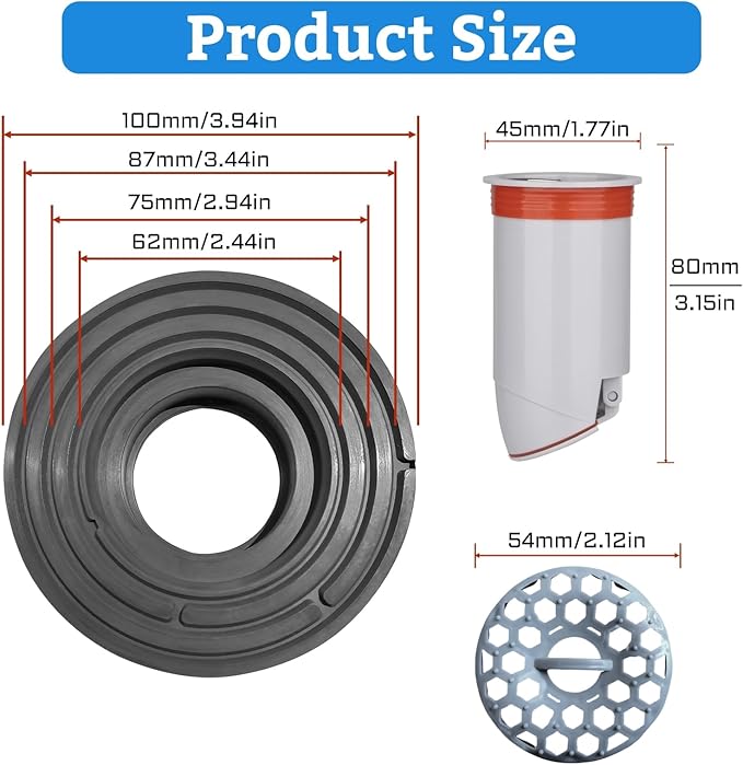 Odor-Proof Shower Drain Plug - Backflow Preventer with Magnetic Closure Valve, Hair Catcher, and Silicone Reducer Ring, Fits 1.9''-3.9'' ID Drains, Sewers, and Pipes
