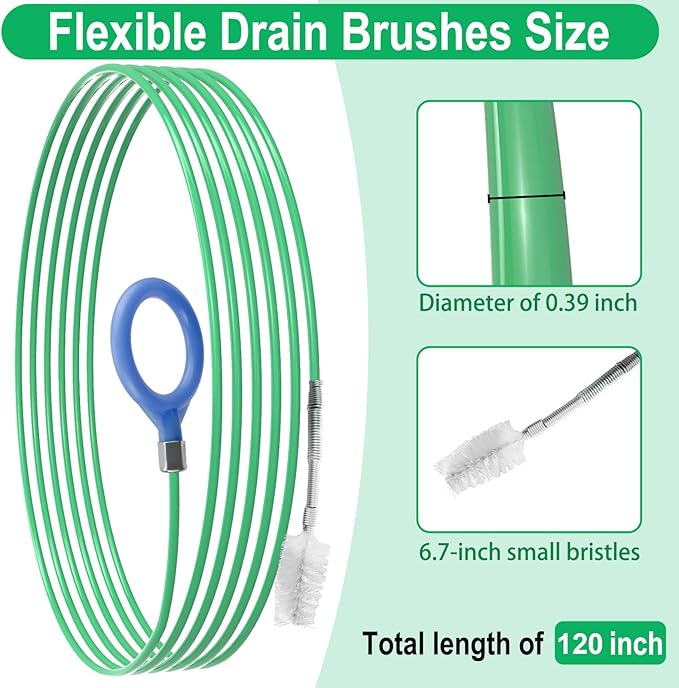 Auto Sunroof Drain Cleaning Tool, 120 Inch Flexible Tube Cleaning Brush with Pipe Cleaning Brush, Syringe Hose, And Syringe Soft Drain Brush, Car Sunroof Drain Cleaner for Drains, Sewers, Windshields