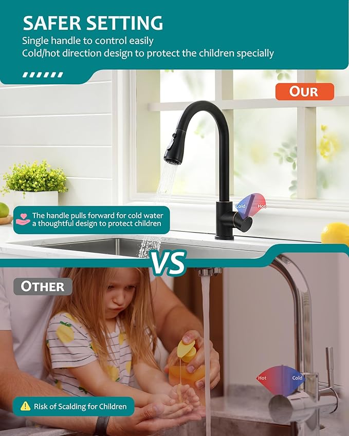VFAUOSIT Oil-Rubbed Bronze Kitchen Faucet with Pull Down Sprayer – High Arc Single Handle Classic Design, Stainless Steel Single Hole for Farmhouse Camper Laundry RV Bar Sink