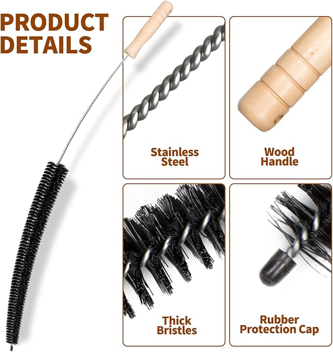 2Pack Flexible Dryer Vent Cleaning Brush - 304 Stainless Steel Lint Remover Refrigerator Coil Cleaning Brush Clothes Trap Duct Remover Home Essential Cleaning Tool Dryer Lint Brush