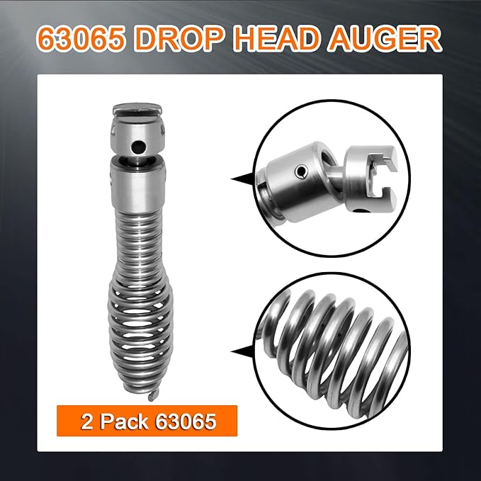 2 Pack 63065 Drop Head Auger T-217 4",Compatible With Ridgid K-40/45,K-50/K-3800/K-400,110 mm Steel,Replace for 63065