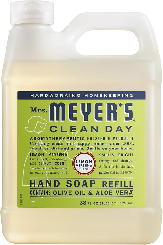 MRS. MEYER'S CLEAN DAY Hand Soap Refill, Lemon Verbena Scent, 33 Fl Oz Bottle