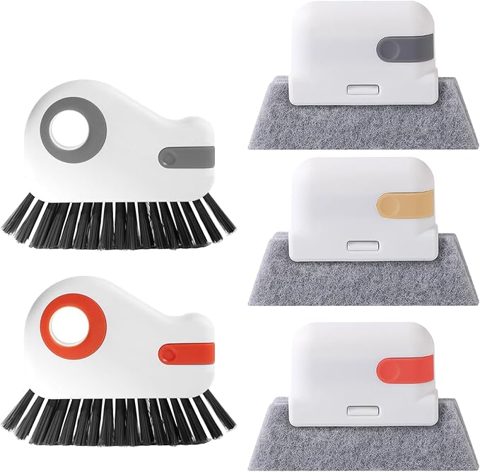 2 Pcs 2 in 1 Window Track Cleaner, Groove Cleaner Brush, Effective Window Sill Cleaner Tool Perfect for Sliding Door Tracks and Glass Door Grooves for Home Bathroom Kitchen Use (5 PCS)