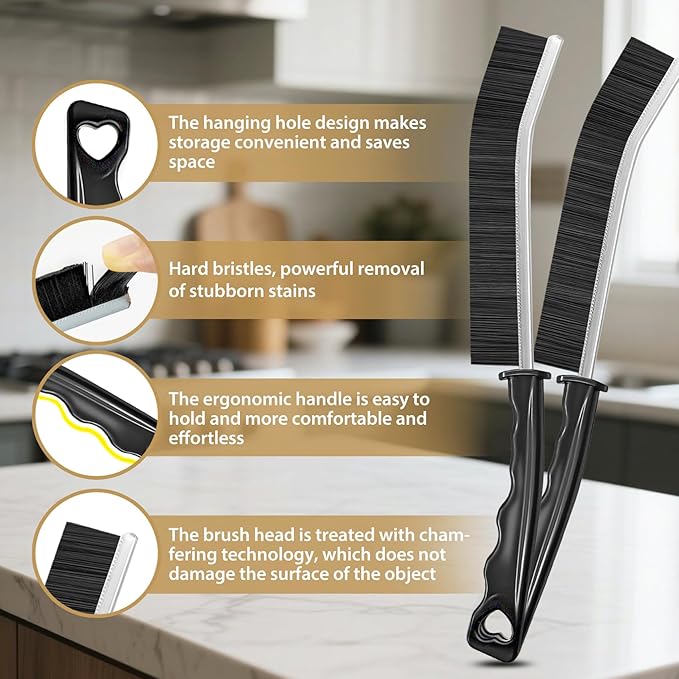 Household Gap Cleaning Brush Set, Grout Cleaner Brush, Hard Bristle Crevice Cleaning Tool, Deep Cleaning of Kitchens and Bathrooms' inaccessible Corners and Recesses （15Pcs）