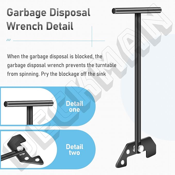 Garbage Disposer Unjamming Wrench, Unjamming Wrench, To Dislodge Jams or Clutter From Above The Sink, Compatible With Moen Waste King InSinkErator Garbage Disposals