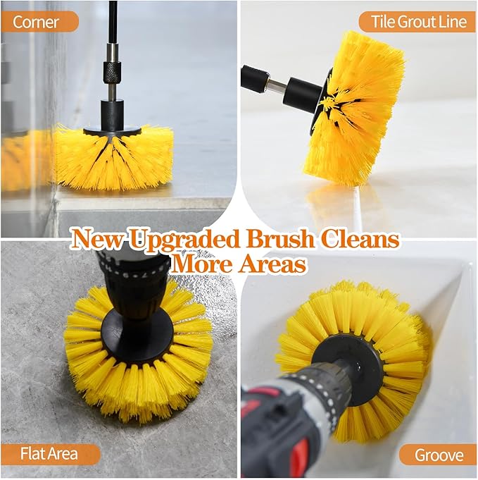 6pcs Drill Brush Attachment Set, for Tile Grout, Bathroom, Kitchen, Car Wheel, Floor, Sink, Corner