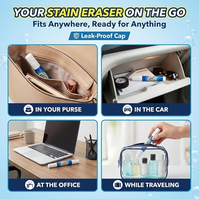 OxiClean On The Go Stain Remover Pen for Clothes, Portable Instant Travel Size Stick, Safe Cloth Stain Remover for Makeup Food and Drink, Stain Pen for Clothes, Pack of 3