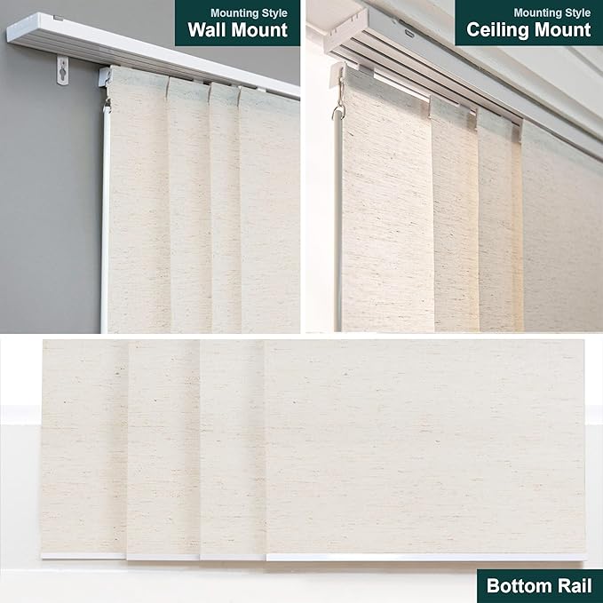 CHICOLOGY Panel Track Blinds for Sliding Glass Door & Patio Door, Embossed Textured Weave Fabric Room Divider, Country Ivory Light Filtering, 4 x 23 Panels, Adjustable Track 46-86", Trim H to 96"
