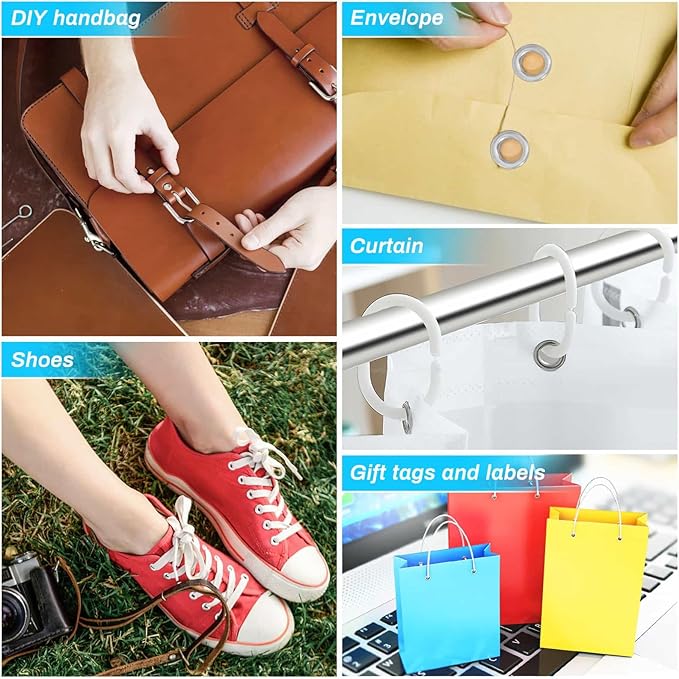 643Pcs Grommet Tool Kit 12mm 1/2 Inch(Inside Hole Size) Eyelet Kit with 320Pcs Eyelets Grommets, 320Pcs Washers and Grommet Eyelet Pliers for Leather/Belt/Shoes/Crafts