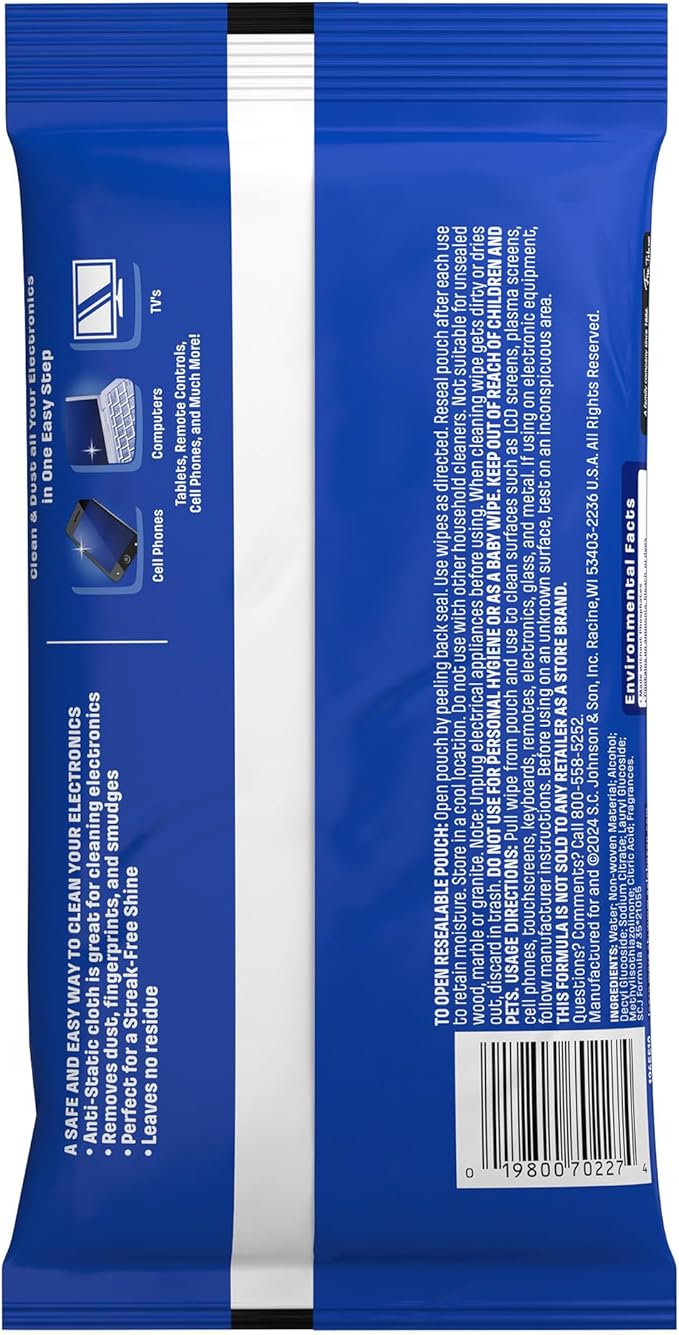Windex Electronic Cleaning Wipes, Pre-Moistened Screen Wipes for TVs, Phones, and Other Electronics, Resealable for a Freshness Lock, 25 Count (Pack of 3)
