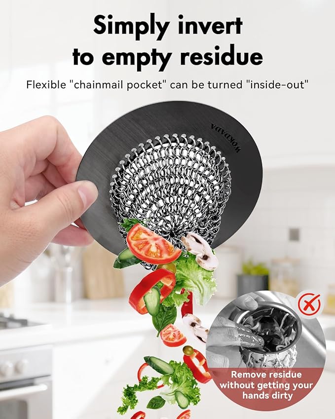 Black Kitchen Sink Strainer, Flippable Mesh Sink Drain Strainer, 304 Stainless Steel Sink Screen, Easy Clean Large Basket Strainer, Garbage Disposal Cover Fit for Standard Kitchen Drain