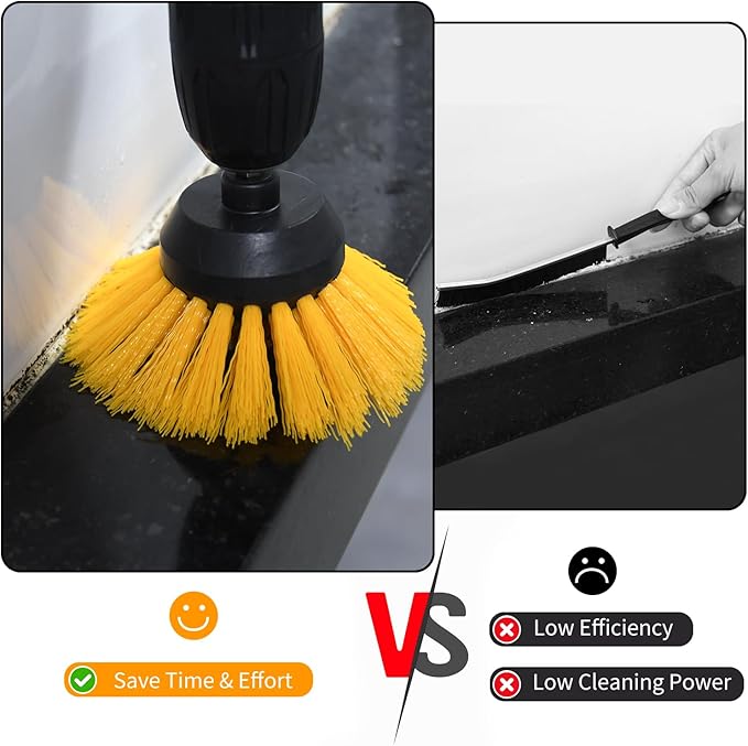 Grout Brush for Drill, 2025 New Crevice Cleaning Brush Set, 3pcs Drill Brush Attachment Kit, for Tile Grout, Corner, Sink, Kitchen, Window