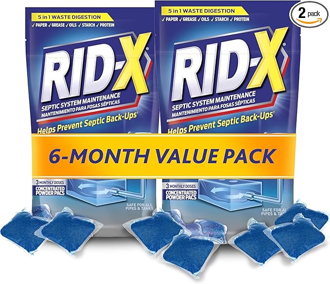 Rid-X Septic Tank Treatment Enzymes,3 Month Supply Septi-Pacs,3.2oz,(Pack of 2)