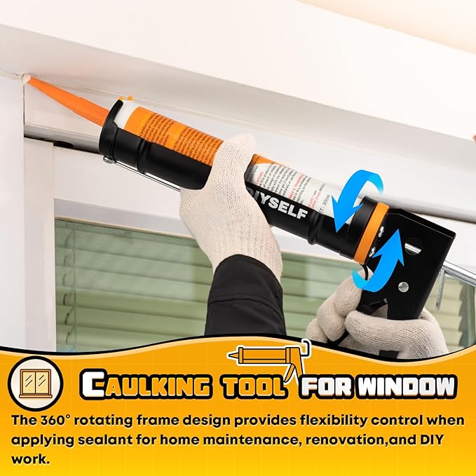DIYSELF Caulk Gun Kit 9 Pack Professional Caulking Gun Caulk Remover Tool Kit Silicone Gun Sealant Finishing Tool Grout Scraper Hand Caulking Gun No Drip for Bathroom Kitchen Window Sink Tile Sealing