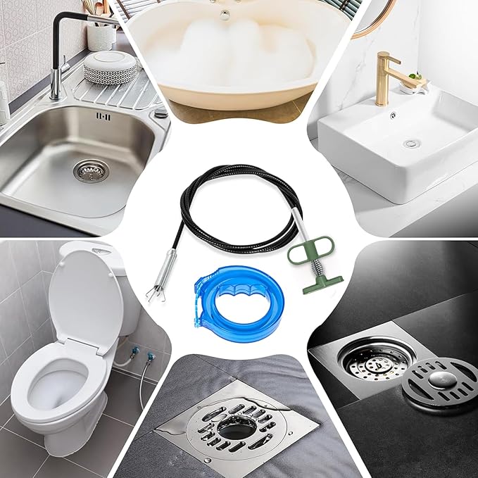 35" Flexible Drain Snake Grabber Tool, Upgraded Hair Clog Remover for Sink, Shower & Bathtub, Easy Reach Plumbing Weasel