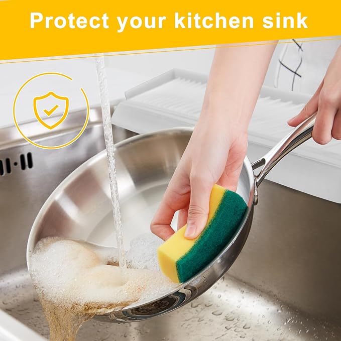 Silicone Sink Edge Protectors - Multifunction Accessories, Splash Guard & Draining Mat for Kitchen, Bathroom Sink, Steel, Granite, Quartz Countertops (Transparent, 4 * 24in)
