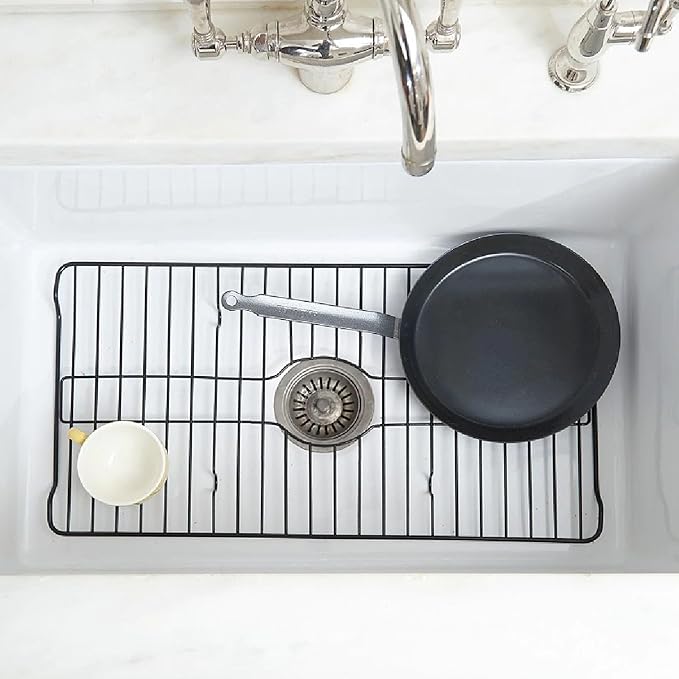 Better Houseware Sink Protectors for Kitchen Sink, Protective Metal Grid, 18.1x12.3x1 inches, Black Kitchen Sink Mat to Shield Sink Base from Scratches, Rust-Resistant Coating, L