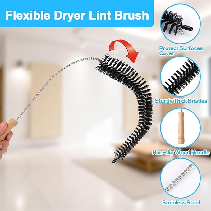 XANGNIER Dryer Vent Cleaner Brush,Flexible Clothes Dryer Lint Brush,Dryer Lint Trap Cleaning Tool,Laundry Room Essentials Lint Remover Accessories,Refrigerator Coil Brush,Household Cleaning Supplies