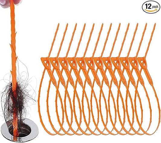 12 Pack Drain Clog Remover - Flexible Drain Snake for Effective Cleaning Hair and Debris in Sink or Bathtub, 19.6-Inch