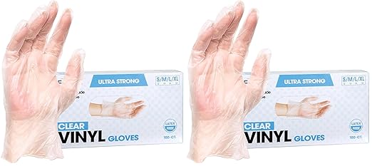 ForPro Professional Collection Disposable Vinyl Gloves, Clear, Industrial Grade, Powder-Free, Latex-Free, Non-Sterile, Food Safe, 2.75 Mil. Palm, 3.9 Mil. Fingers, Small, 100-Count (Pack of 2)