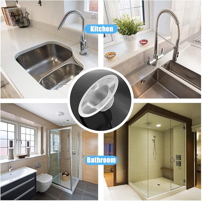 Shower Hair Drain Catcher, Stainless Steel Hair Catcher for Sink Bathroom Tub Drain Hair Catcher 2 Pcs by Lechay (4.33 inch 2pcs)