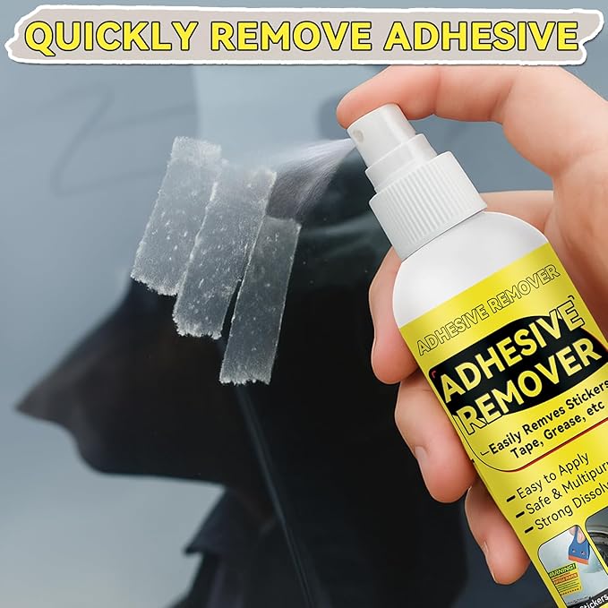 Adhesive Remover, Multipurpose Sticker and Label Cleaner, Surface-Safe Glue Remover with Plastic Scraper, Quickly Removes Decals, Tape Residue, Gum, Tar and Grease, 4.06 fl oz