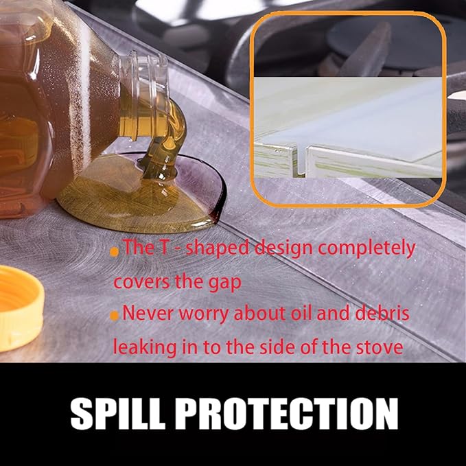 SEVCHY Silicone Stove Gap Covers (2 pack), Oven Gap Filler, Heat Resistant Stove Gap Filler, Seal Gap between Stovetop and Counter, Easy Clean (30 inch, Clear)