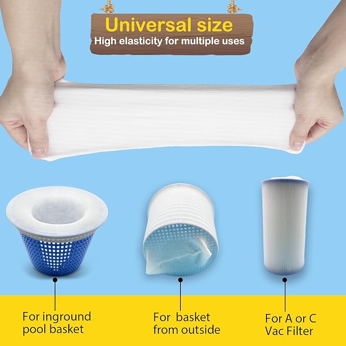 50 Pack Pool Filter Socks for Pool Skimmer, Pool Skimmer Socks for Inground Pool Or Above Ground Pool Filter, Ultra Fine Mesh Screen Liner Skimmer Basket Scum Sock Saver, Debris Leaves Catcher