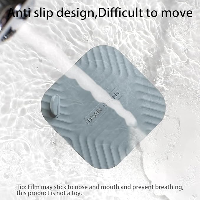Shower Drain Cover Tub Stopper,2 Pieces Sewer Anti-Odor Mat Deodorizing Drain Plugs for Kitchen,Bathroom and Laundry(5.9x5.9 inch) Gray