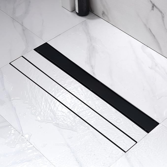 24 Inch Linear Shower Drain Matte Black 304 Stainless Steel