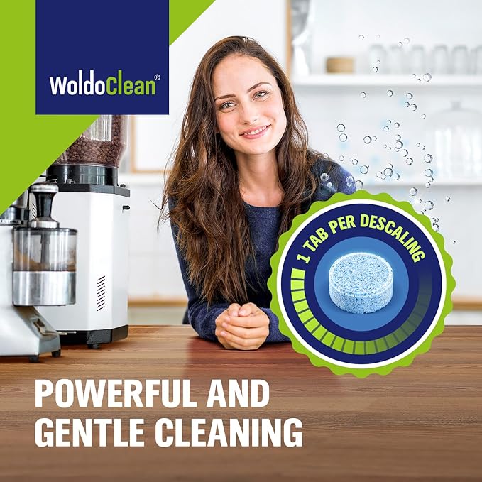 WoldoClean Coffee Machine Cleaner & Descaler Tablets (40 Count) - Universal Descaling Tabs Compatible with Nespresso, Keurig, Ninja, Breville & Drip Coffee Makers, Removes Limescale & Mineral Buildup