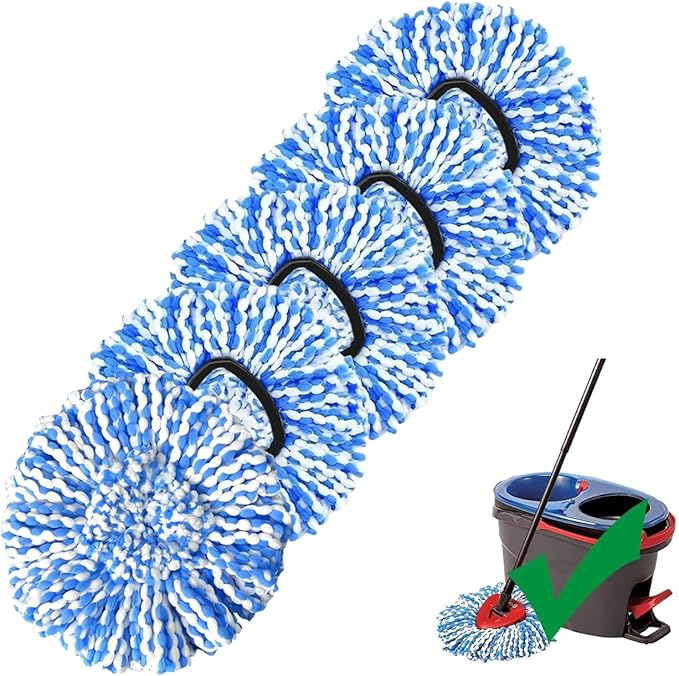 [ 5 Pack ]Mop Heads Replacements, Spin Mop Replacement Head Deep Cleaning Machine Washable and Easy-to-Replace,Spin Mop Refill Replacement Head 100% Microfiber,Mop Head Compatible with O Ceda EasyWrin
