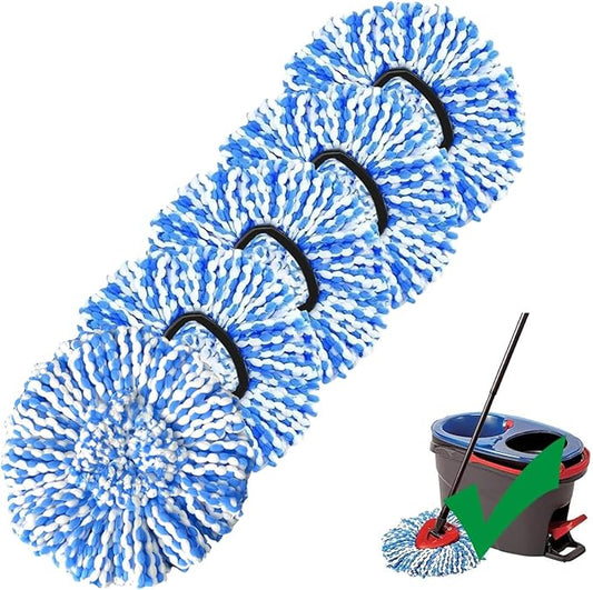 [ 5 Pack ]Mop Heads Replacements, Spin Mop Replacement Head Deep Cleaning Machine Washable and Easy-to-Replace,Spin Mop Refill Replacement Head 100% Microfiber,Mop Head Compatible with O Ceda EasyWrin