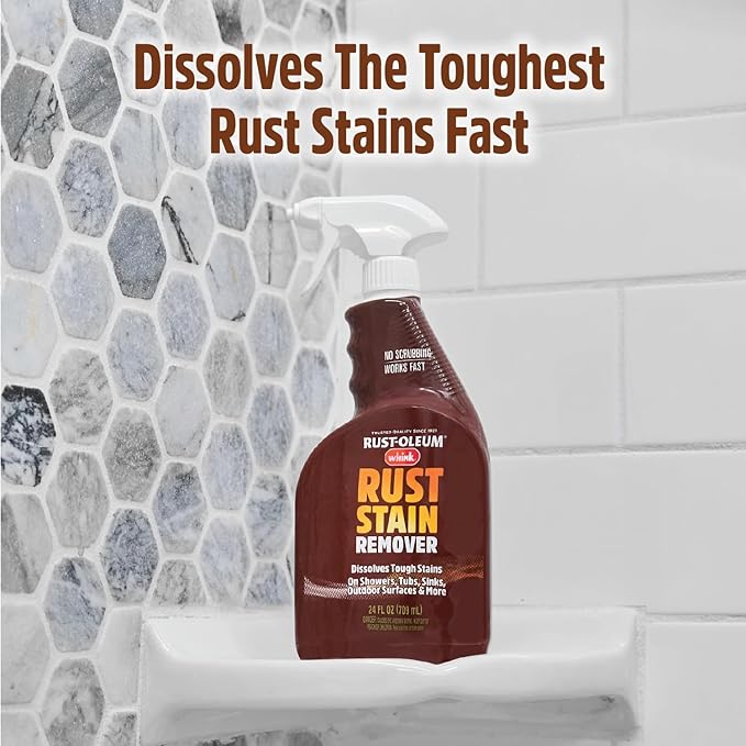Rust-Oleum Whink Rust Stain Remover | Heavy-Duty Iron Stain Remover Foaming Spray with Excellent Cling for Toilets, Showers, Sinks, Outdoor Siding | 24 oz | 4 Pack