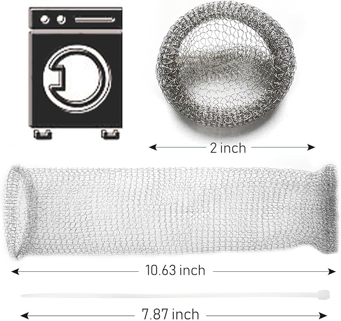 24 PCS Washing Machine Drain Lint Trap, Lint Traps, Lint Catcher for Washing Machine, with 24 Nylon Cable Ties