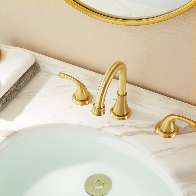 Fransiton Bathroom Sink Stopper, 1.1-1.77 Inch Basin Pop Up Sink Drain Stopper, Anti Clogging Drain Plug with Detachable Hair Catcher,Brushed Golden