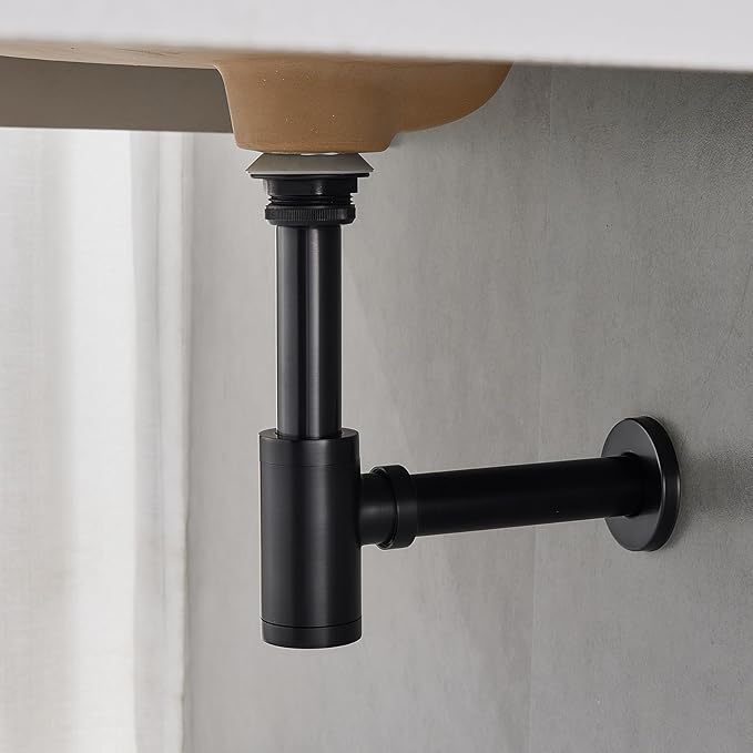 Bathroom Basin Sink Waste P-Trap Drain Kit, Adjustable Bottle Trap with Pop Up Drain Stopper with Overflow, Oil Rubbed Bronze