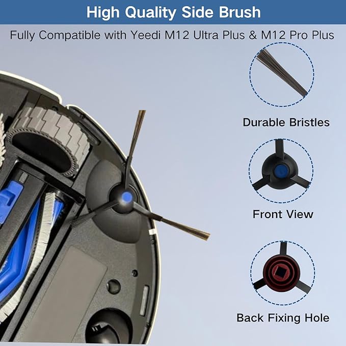 Replacement Accessories Parts Kit Compatible with Yeedi M12 Ultra Plus M12 Pro Plus + Includes 8 Dust Bags, 8 Mop Pads, 8 Filters, 6 Side Brushes, 2 Main Brushes