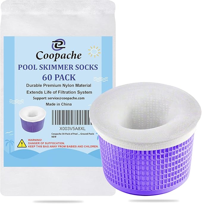 Coopache 60-Pack of Pool Skimmer Socks - Filters Baskets, Skimmers Cleans Debris and Leaves for In-Ground and Above Ground Pools