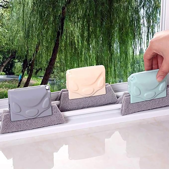 Groove Gap Cloth Window Door Track Multifunctional Cleaning Brush Color: Beige/Gray/Blue (Random Color Matching)3PCS