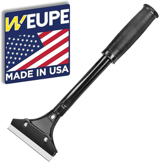 Razor Blade Scraper, 4-inch Heavy Duty Long-Handle Scraper for Wallpaper, Paint, Floor, Tile and Windows, Rubber Grip, Made in USA
