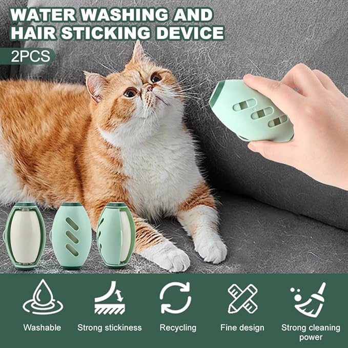 2 Pcs Reusable Lint Roller for Pet Hair, Portable Mini Lint Roller for Clothes, Washable Gel Lints Remover Tool Extra Sticky Cleaner for Clothes Sofas Hair Debris Dust (Green)