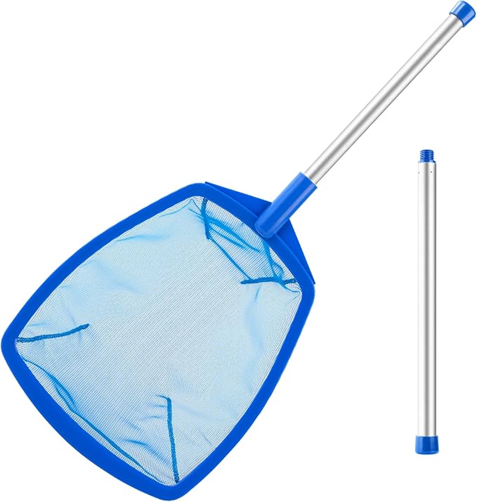 Pool Skimmer Net, Hot Tub Skimmer Spa Net with Pole, 26.3'', Ultra Fine Mesh Skimmer Rake, Swimming Pool Leaf Skimmer Net with Aluminum Pole, Spa Hot Tub Skimmer for Fast Cleaning, Leaves, Debris