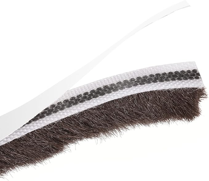 uxcell Weather Stripping Brush, 26ft L x 0.3" W x 0.5" H Self-Adhesive Seal Weatherstrip Sweep Brush Brown for Door Window