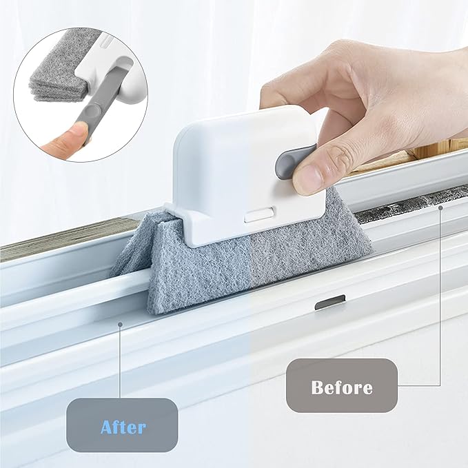 6Pcs Magic Groove Gap Cleaning Brushes Kit, Door Window Track Crevice Cleaning Brush, Window Cleaning Brush for Sink, Kitchen, Bathroom, Car Vents, Keyboard, Household Cleaning Tools Set